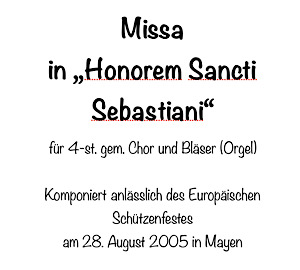 Missa in "Honorem St. Sebastiani"